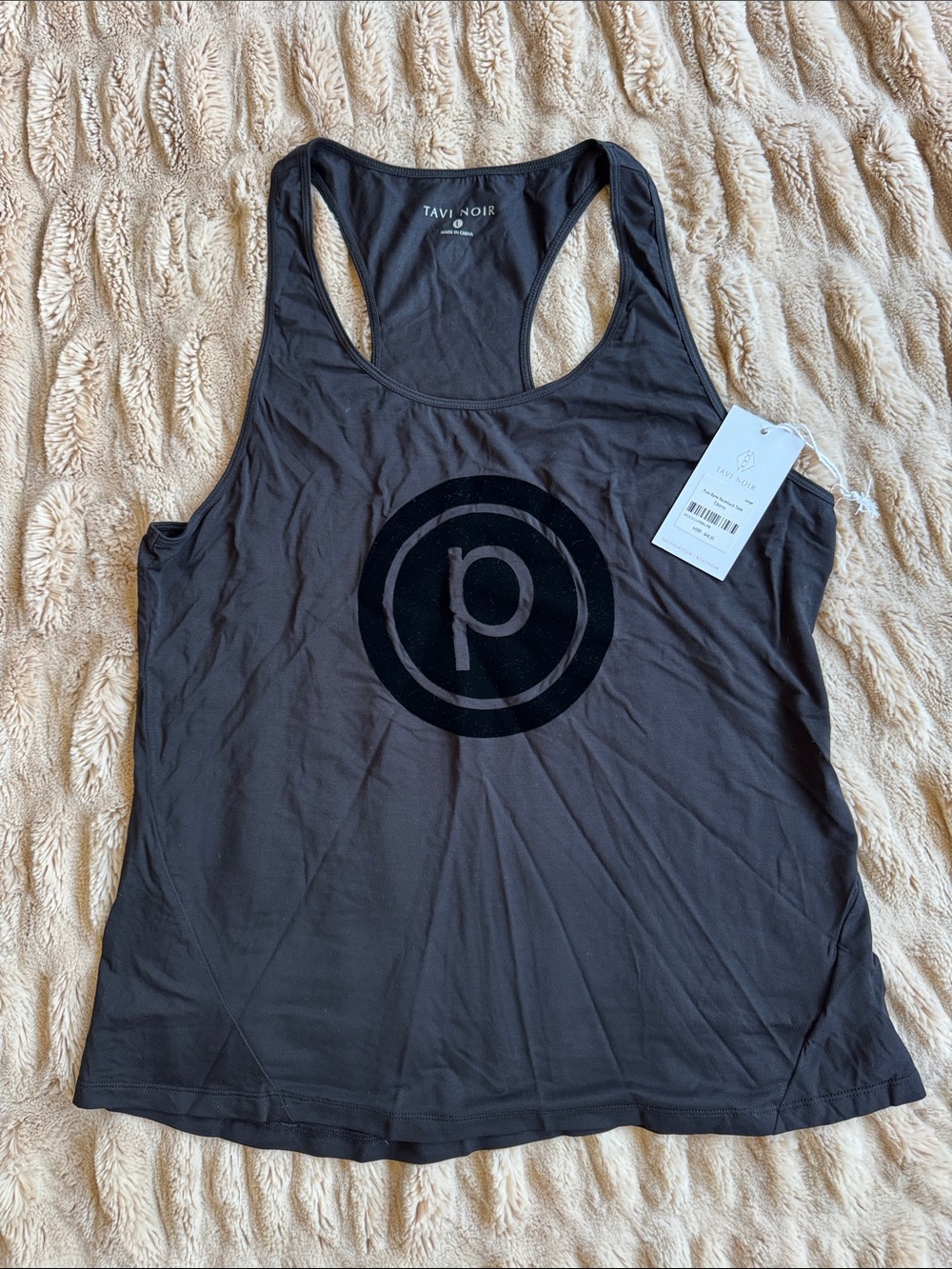 Tavi Noir Black Racerback Tank with Pure Barre Logo